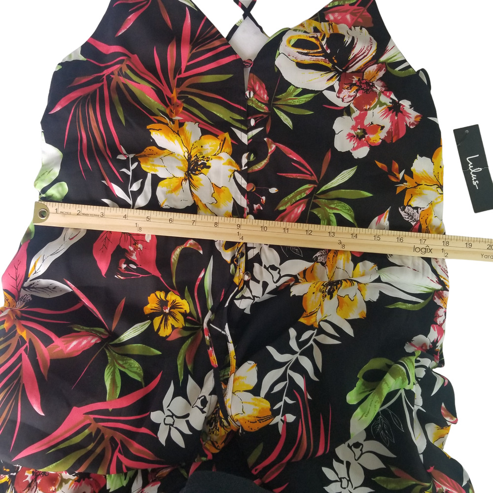 Lulus Women's Tropical Print Dress, Black, High-Low Maxi Dress Size M, New - Picture 10 of 12